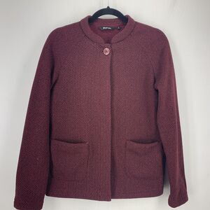 Rohan 8 Finnic‎ Jacket Herringbone Band Collar Pockets Hidden Buttons Minimal